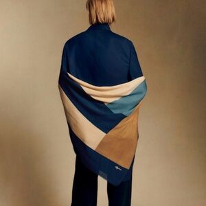 Sézane PIO Scarf Blue Color Block New